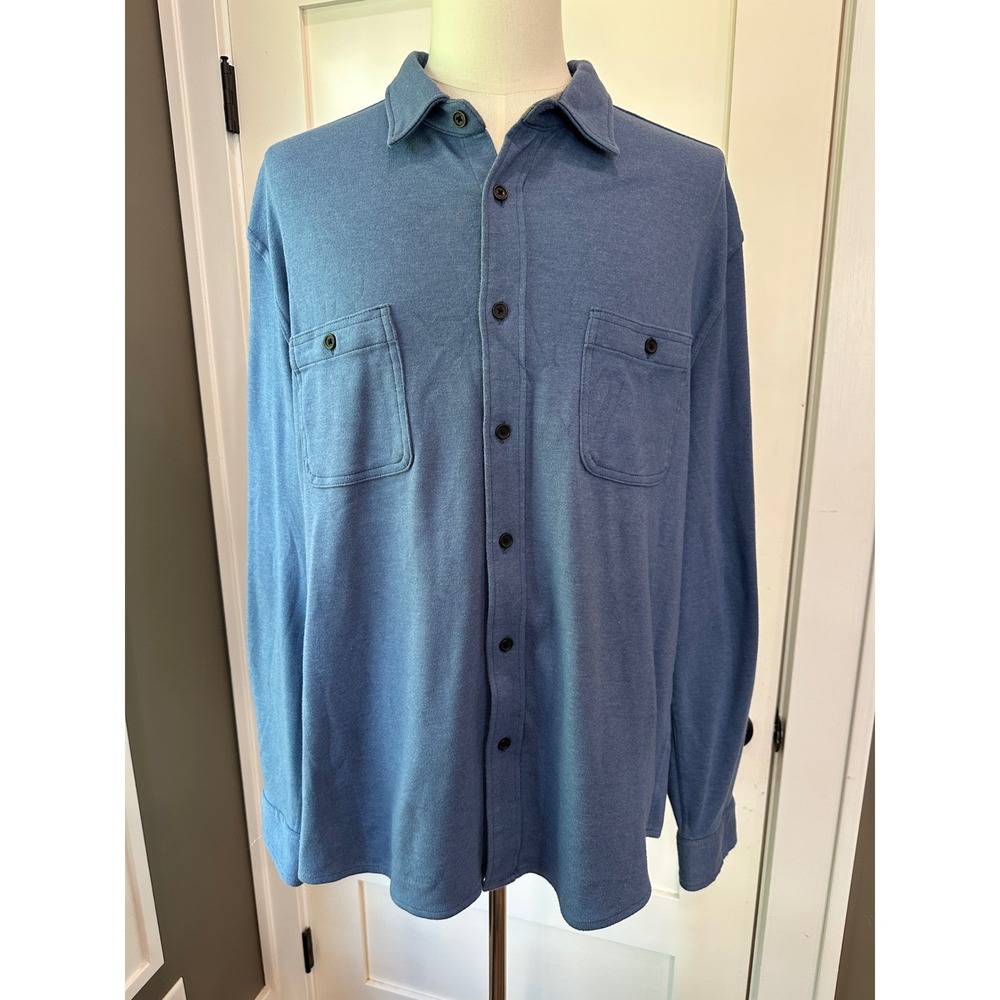 Member's Mark Sweater Shirt XXL Blue Camden Button Down Long Sleeve Casual Soft